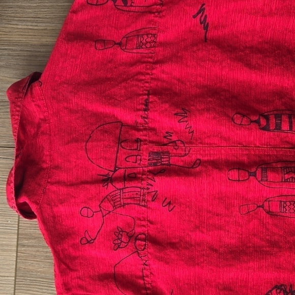 Chico's Design Silk and Linen Blend African Print Button Down - Picture 7 of 7